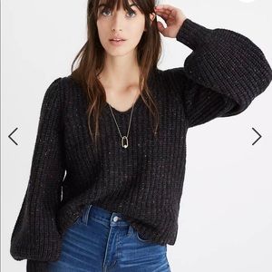 Madewell V-Neck Puff-Sleeve Sweater | Small
